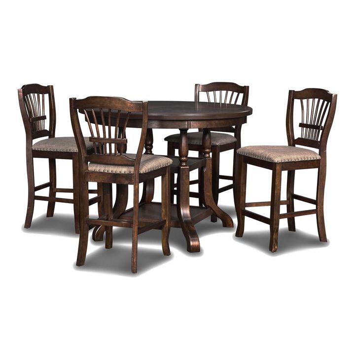 New Classic Furniture Furniture Bixby Solid Wood Counter Dining Table in Espresso