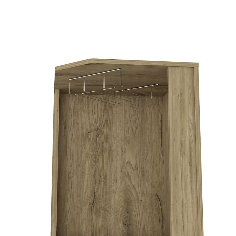DEPOT E-SHOP Bosnia Corner Bar Cabinet, Two Shelves, Two Independent Single Door Cabinet, Five Built-in Wine Rack, Four Interior Shelves, Macadamia