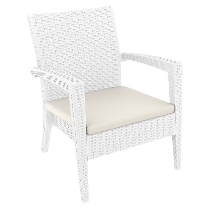 35" Brown Outdoor Patio Wickerlook Club Chair with Natural Sunbrella cushion