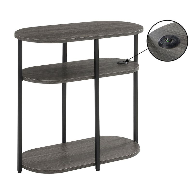 Convenience Concepts Designs2Go Simon 3 Tier Oval Chairside End Table with USB Ports