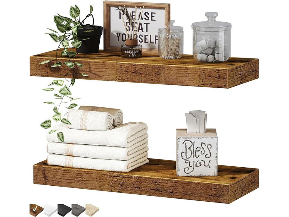 QEEIG Bathroom Floating Shelves for Wall Shelf Over Toilet 16 inch Set of 2