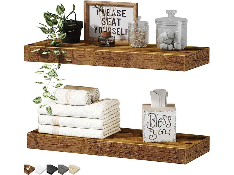 QEEIG Bathroom Floating Shelves for Wall Shelf Over Toilet 16 inch Set of 2