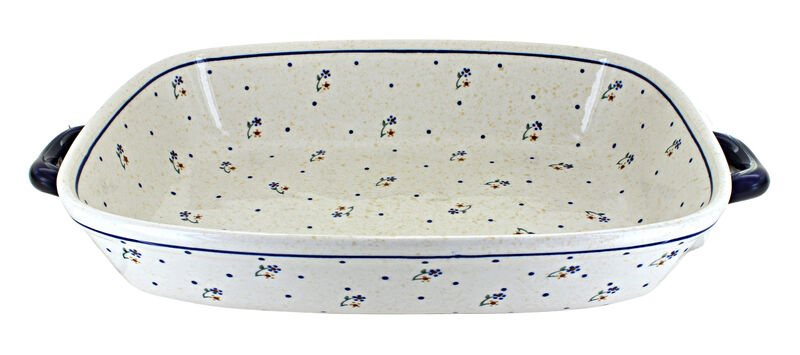 Blue Rose Polish Pottery Country Meadow Extra Large Baker with Handles