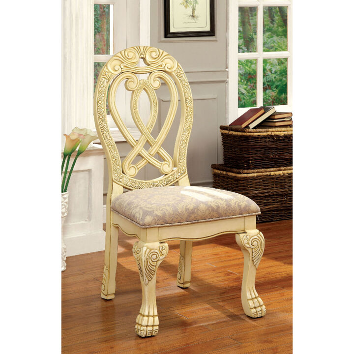 Vintage White Solid Wood Dining Chairs - Set of 2