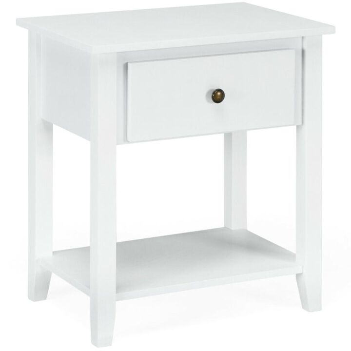 Hivvago Nightstand with Drawer and Storage Shelf for Bedroom Living Room