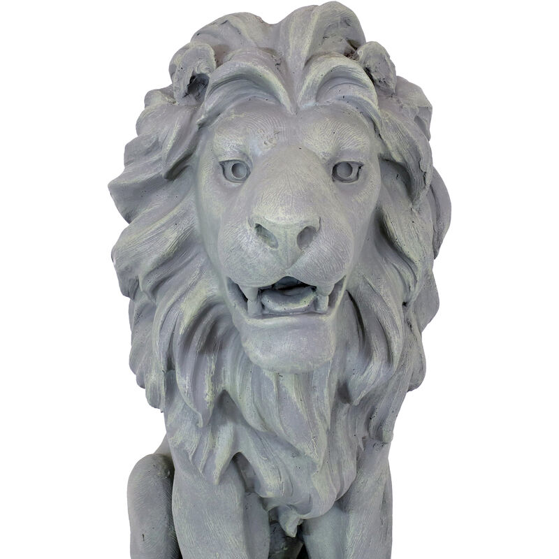Sunnydaze Noble Beast Sitting Lion Outdoor Concrete Statue - 30 in