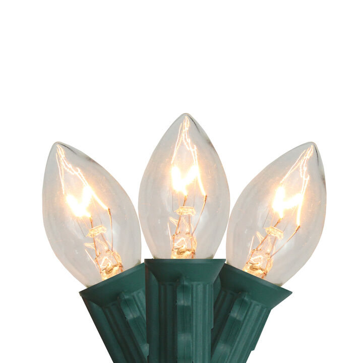 Set of 25 C7 Clear Christmas Lights - 24 ft Green Wire