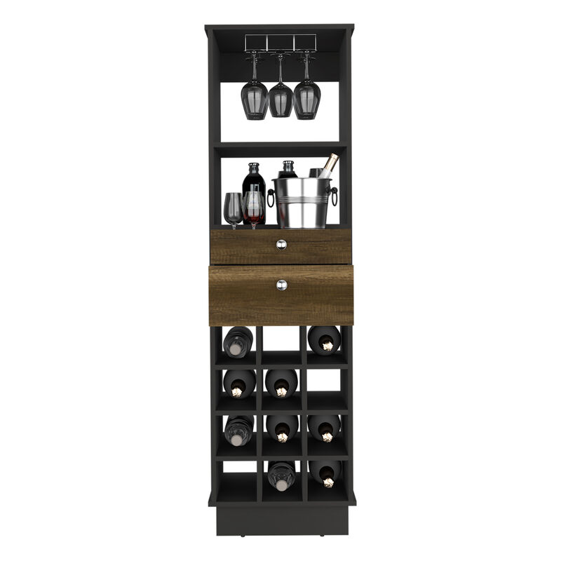 Bar Cabinet Bureck, Living Room, Black / Walnut
