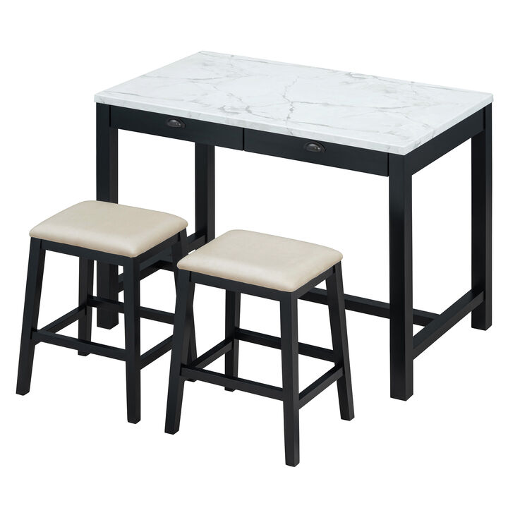 Merax 3-Piece Modern  Versatile Bar Table Stools Dining Set