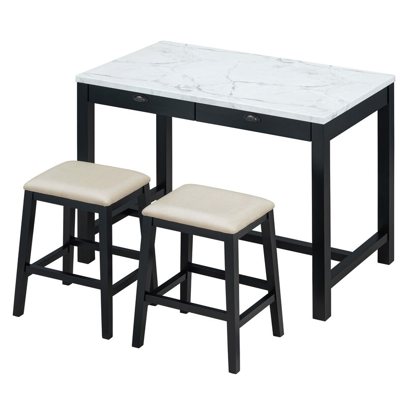 Merax 3-Piece Modern  Versatile Bar Table Stools Dining Set