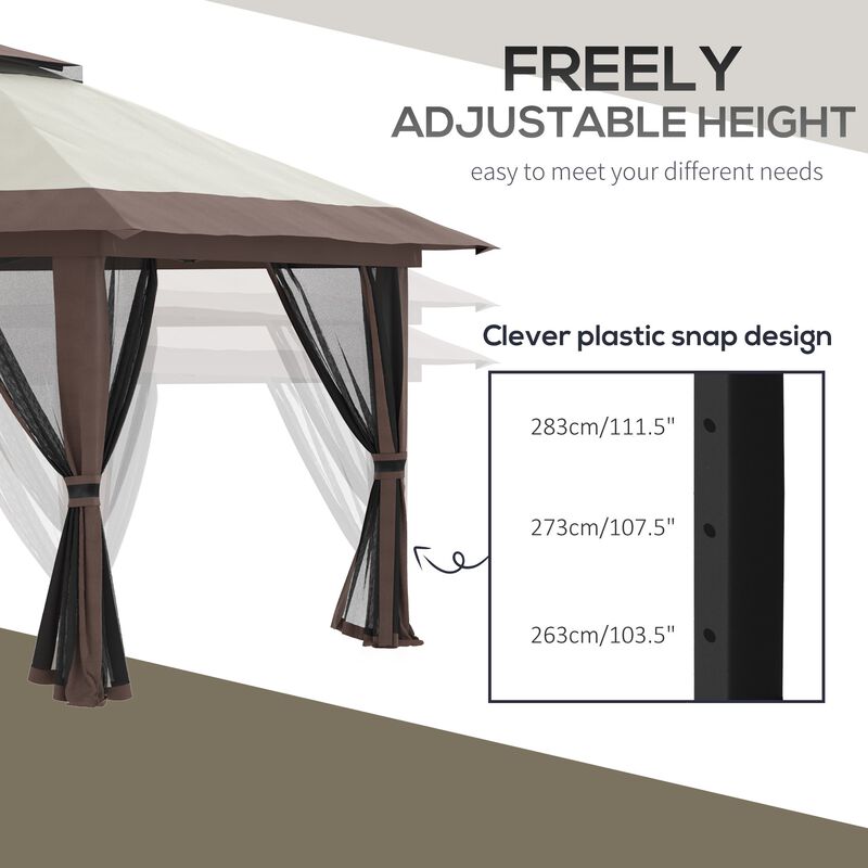 Beige Outdoor Shelter: 13x13ft Netted Pop Up Gazebo Canopy Tent