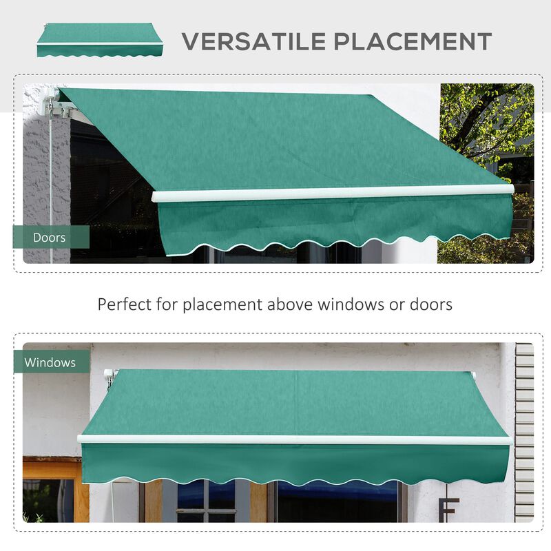 Verdant Yard Cover: 10'x8' Green Crank-Operated Retractable Awning