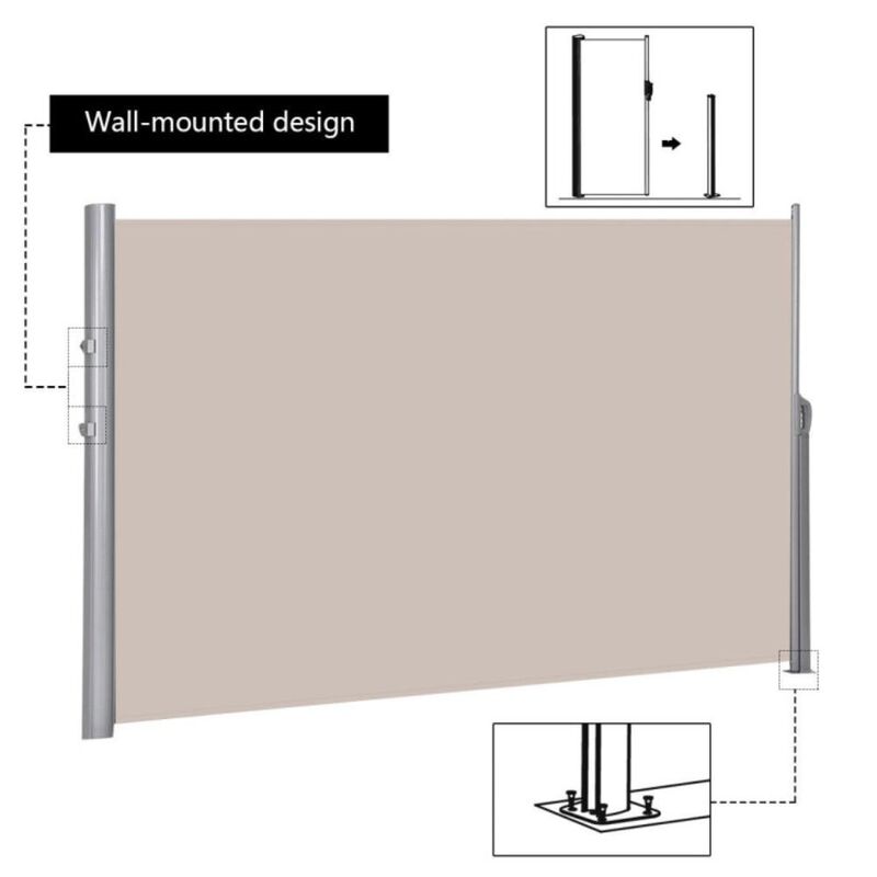 Hivvago 118.5 x 71 Inch Patio Retractable Folding Side Awning Screen