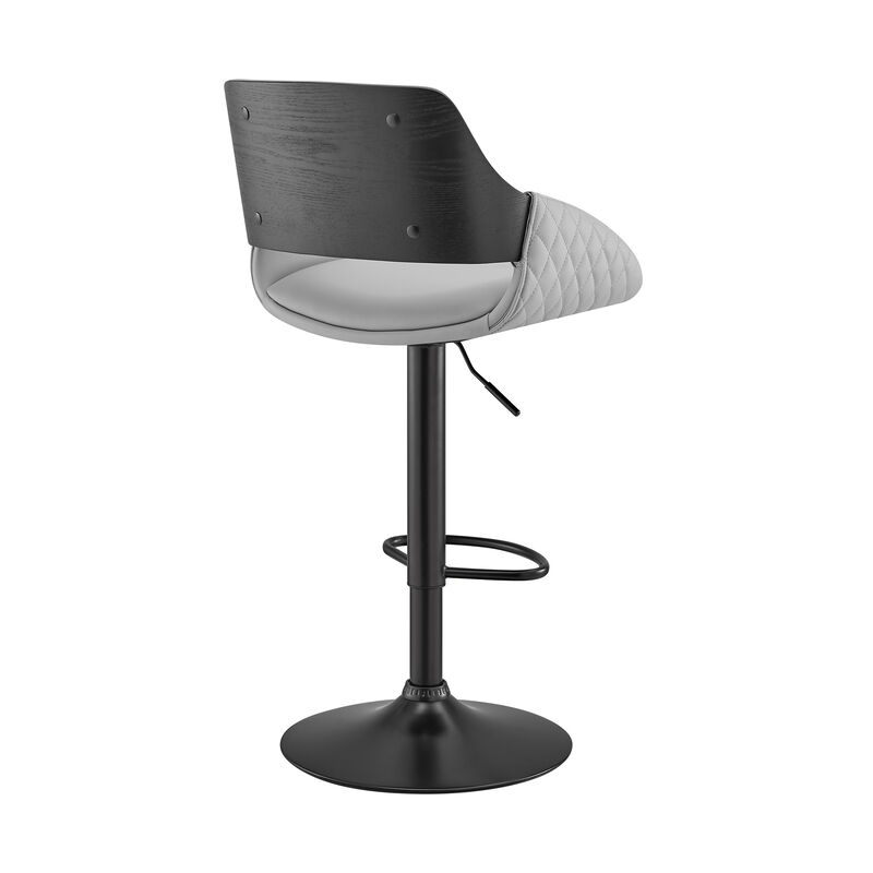 Colby Adjustable Gray Faux Leather and Black Finish Stool