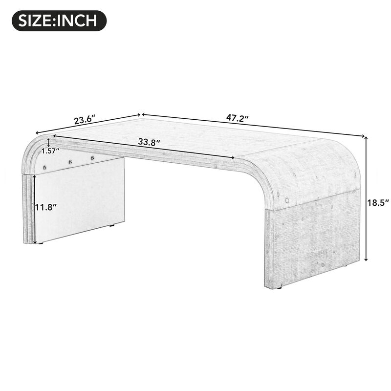 Merax Minimalist Coffee Table with Curved Edge