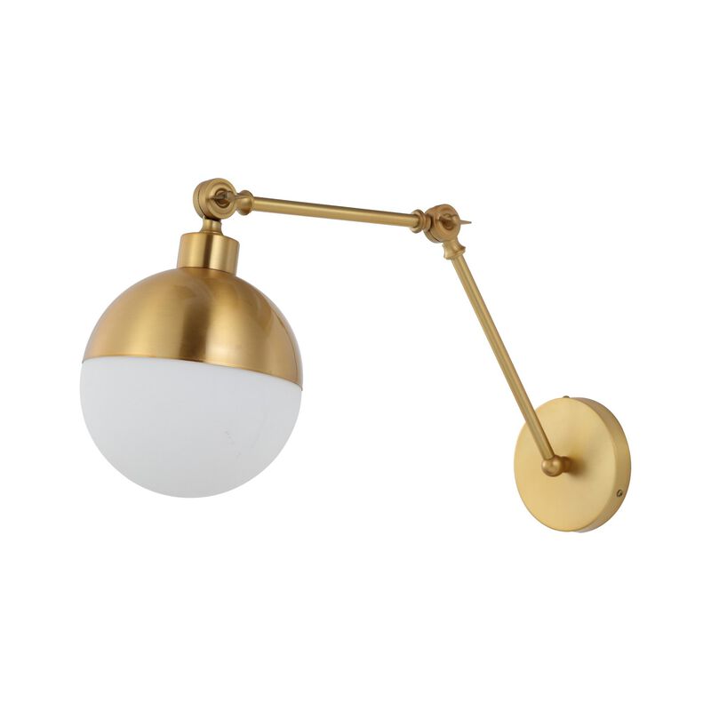 Alba 1-Light Mid-Century Modern Arm-Adjustable Iron/Glass LED Sconce