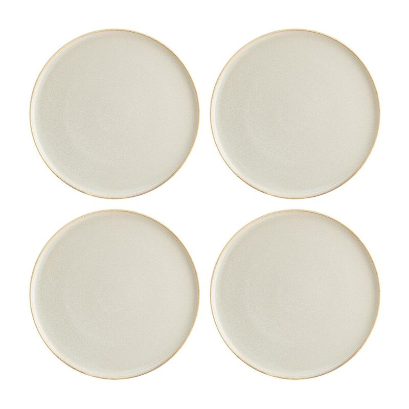 Sand dia.6.25" Round Beige Porcelain Plate (Set of 4)