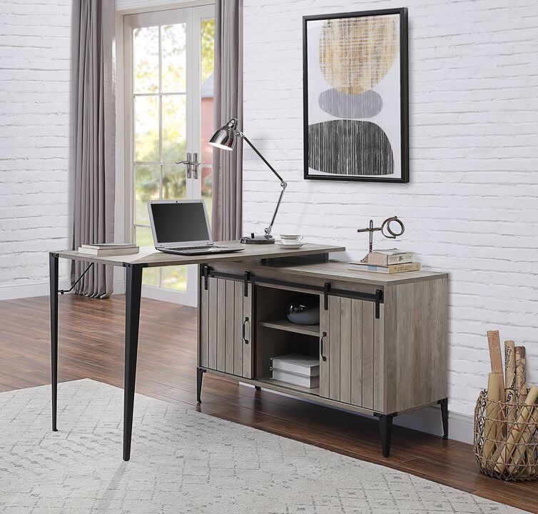 ACME Zakwani Writing Desk, Gray Oak & Black Finish