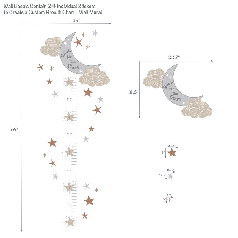 Lambs & Ivy Celestial Moon & Stars Toddler/Kids Growth Chart Wall Decal/Sticker