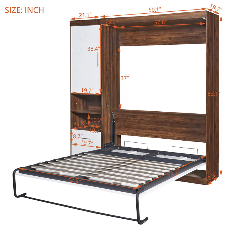 Merax Murphy Bed Wall Bed with Cabinet