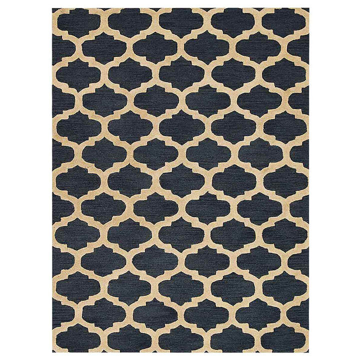 RUGSOTIC CARPETS HAND TUFTED WOOL ECO-FRIENDLY AREA RUGS - 3'x5', Rectangle Shape, Blue & White, Geometric Modern Design, High Pile Handmade Anti Skid Area Rugs for Living Room, Bed Room (K05101)