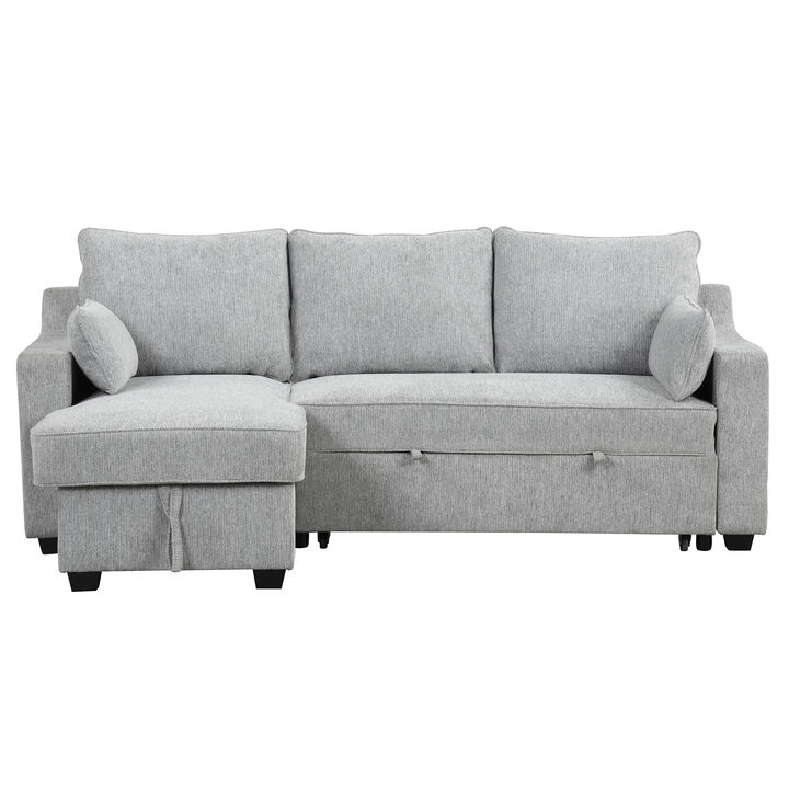 90" Pull Out Sleeper Sofa L-Shaped Couch Convertible Sofa with USB ports