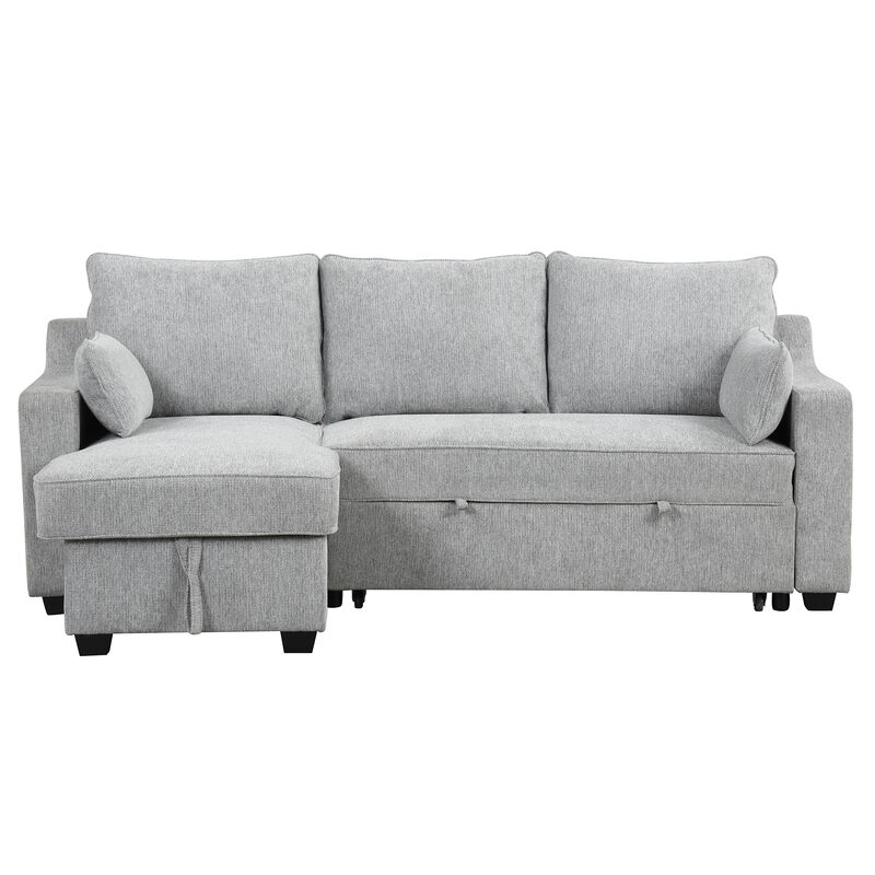 90" Pull Out Sleeper Sofa L-Shaped Couch Convertible Sofa with USB ports