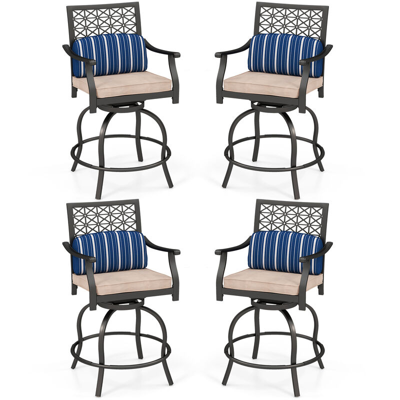 Set of 2 Outdoor Bar Height Chair with Soft Cushions