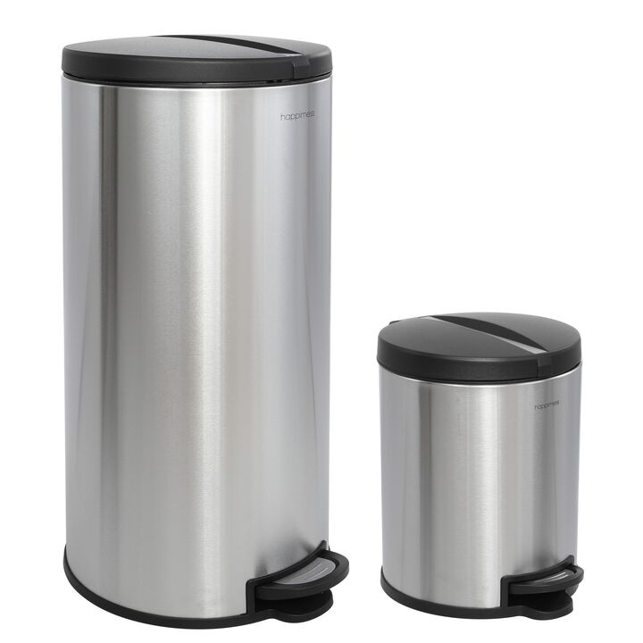 Oscar Round Step-Open Trash Can with Mini Trash Can