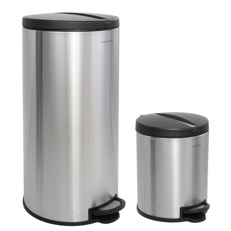 Oscar Round Step-Open Trash Can with Mini Trash Can