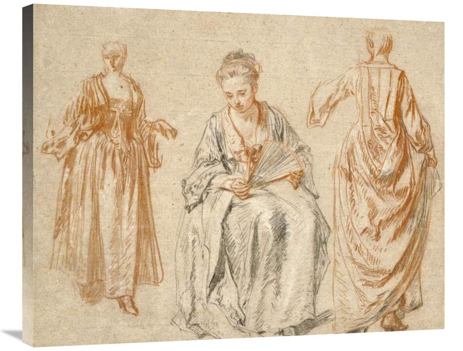 Studies of Three Women-Canvas Art-35x28