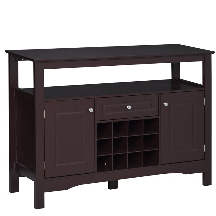 Espresso Dining Storage: Sideboard Buffet with Wine Rack and Drawer