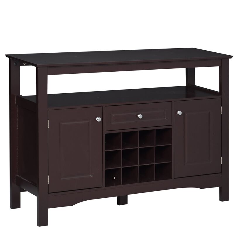 Espresso Dining Storage: Sideboard Buffet with Wine Rack and Drawer