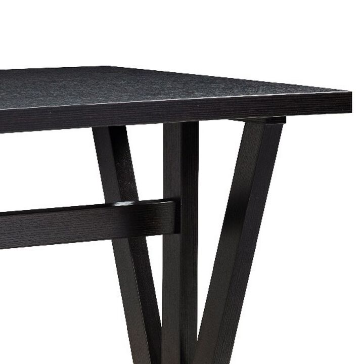 47 Inch Ethan Collection Wood Dining Table, V Shaped Legs, Trestle, Dark Brown-Benzara