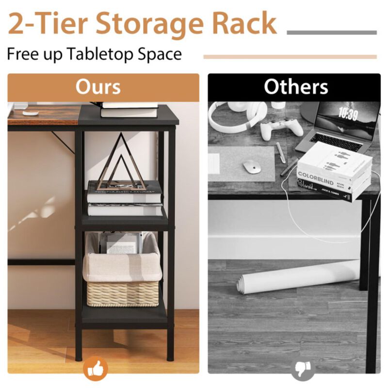 Hivvago 55" Modern Industrial Style Study Writing Desk with 2 Storage Shelves