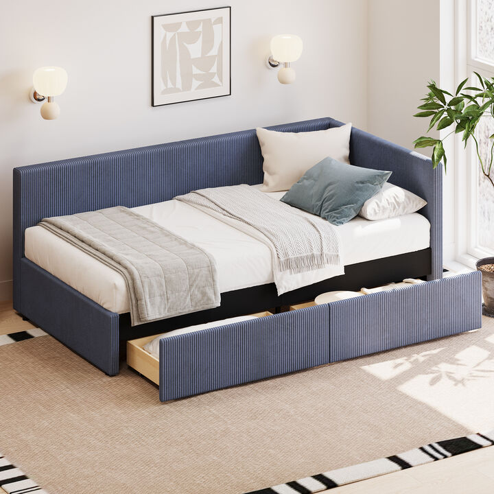 Merax L Shape Corner Bed Corduroy Daybed Bed