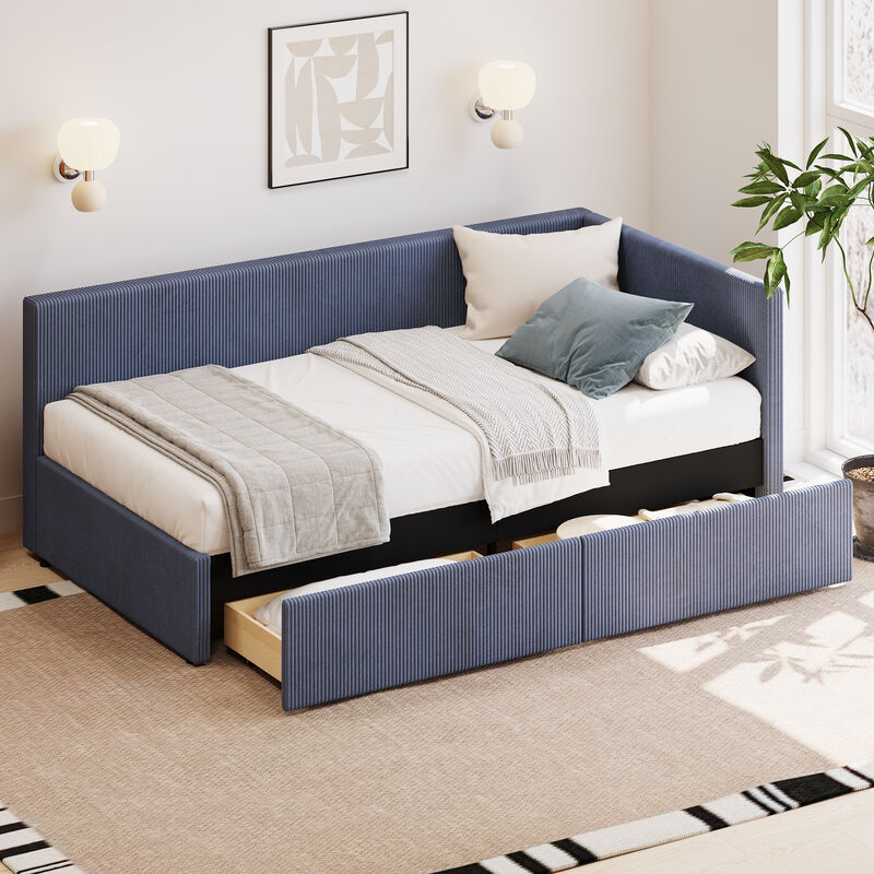 Merax L Shape Corner Bed Corduroy Daybed Bed
