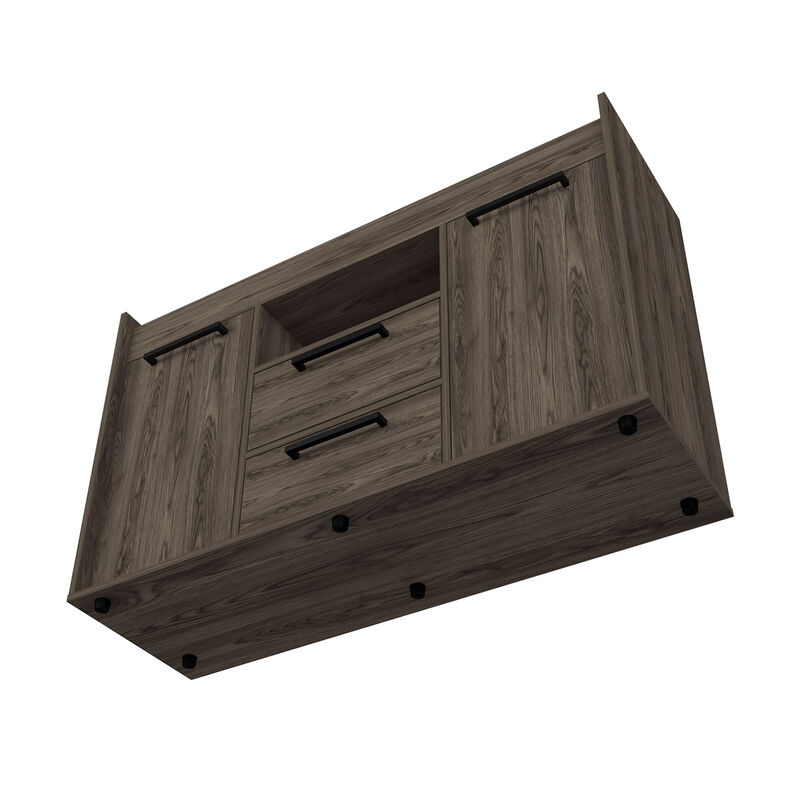 DEPOT E-SHOP Hart Sideboard Double Door Cabinet, One Open Shelf, Dark Walnut
