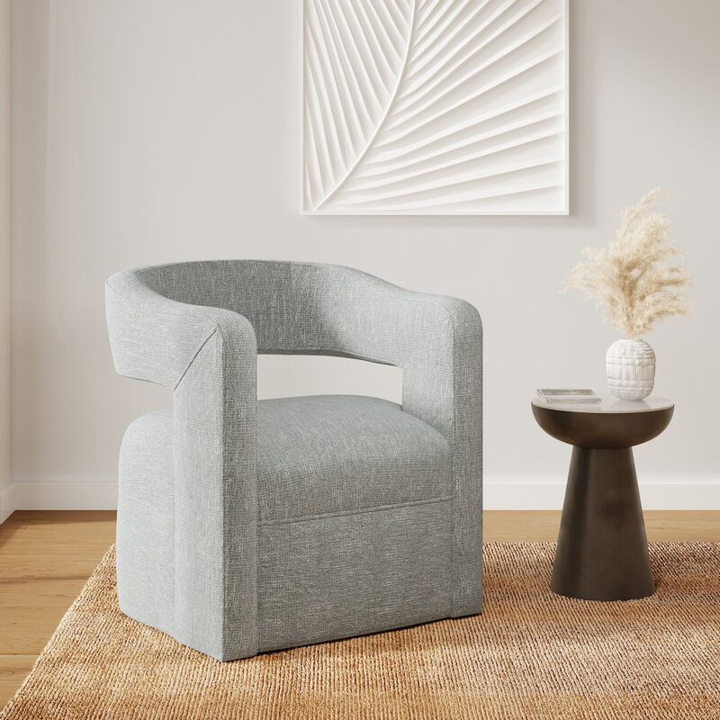 Jofran Lexy Modern Sculpted Curved Upholstered Swivel Accent Chair