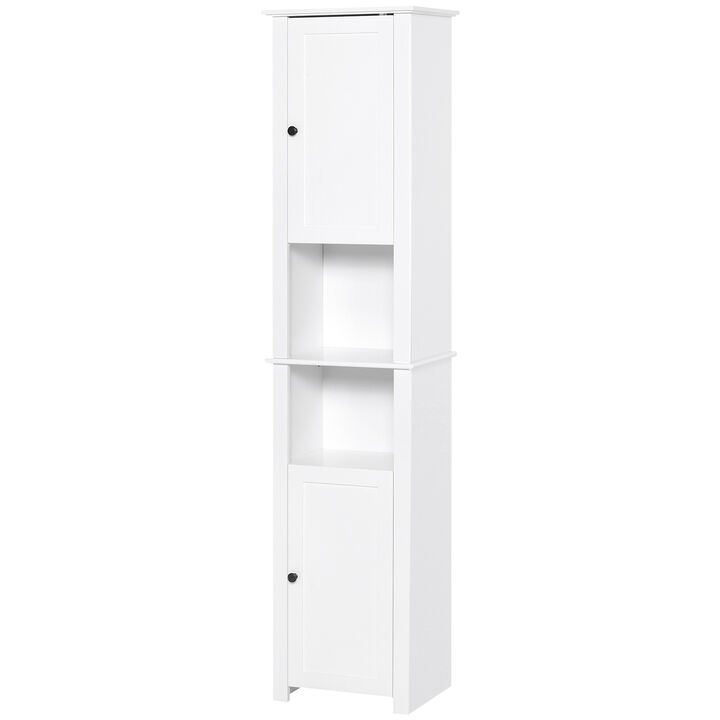 67� Wood Freestanding Bathroom Linen Tower Storage Unit Cabinet White