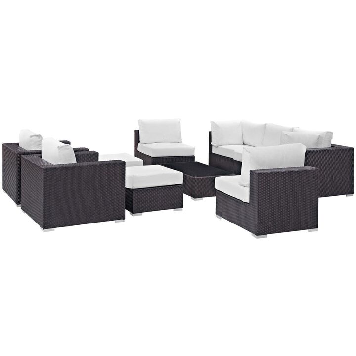 Convene 10 Piece Outdoor Patio Sectional Set - Espresso White
