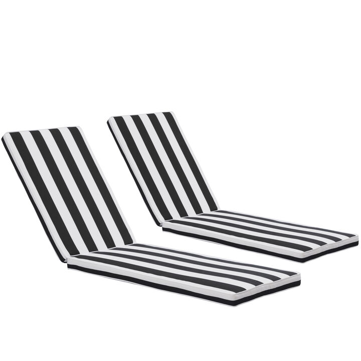 2 Pieces Set Outdoor Lounge Chair Cushion Replacement Patio Furniture Seat Cushion Chaise Lounge