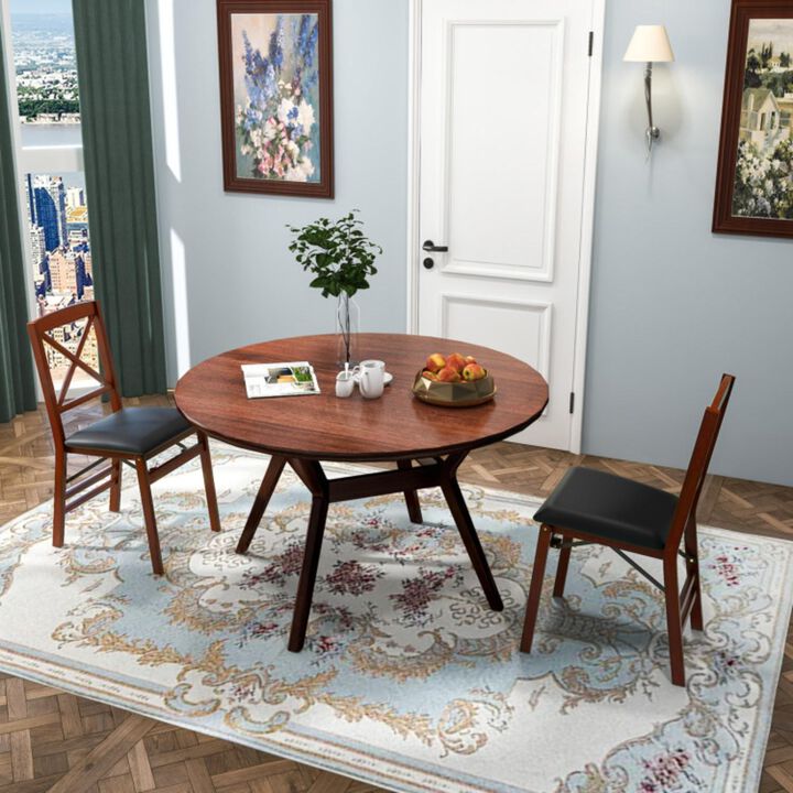 Hivvago Set of 2 Folding Dining Chairs with 400 LBS Capacity-Brown