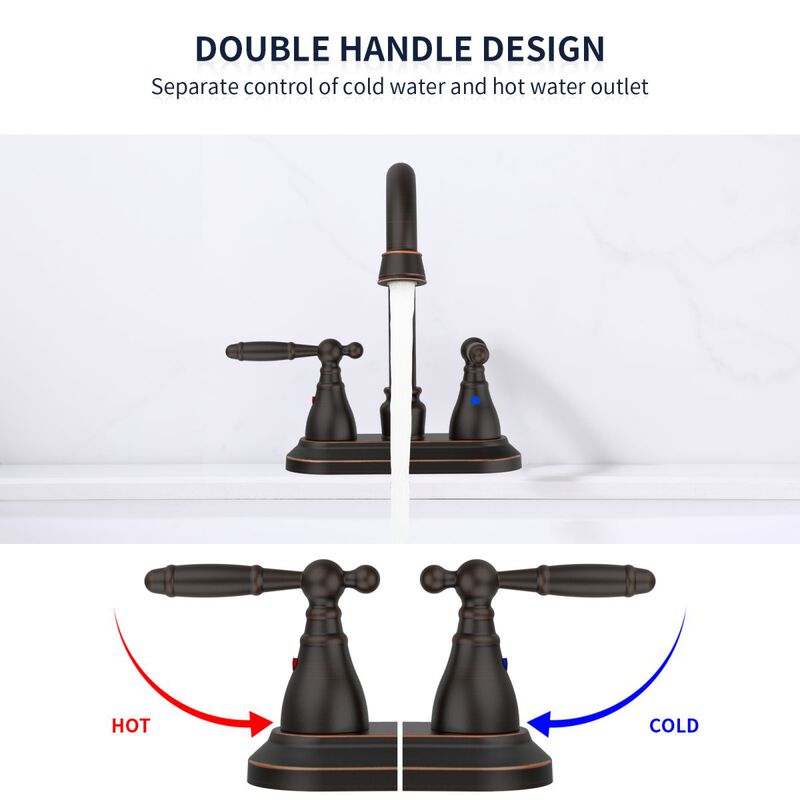 Oil-Rubbed Bronze Bathroom Faucet, 2-Handle Centerset with 360° High Arc Swivel Spout for Vanity Sink