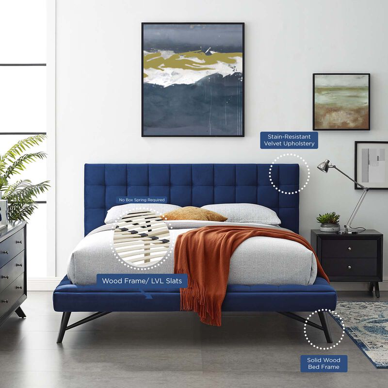 Modway - Julia Queen Biscuit Tufted Performance Velvet Platform Bed