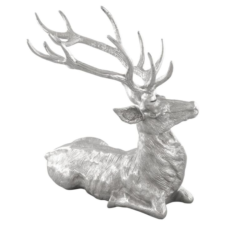 Hivvago Standing Reindeer Statue Aluminum Deer Sculpture for Indoors Christmas Decor