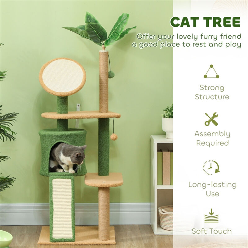 Multi-Level Cat Tree Tower with Scratching Posts, Cozy Condos & Perches for Indoor Cats