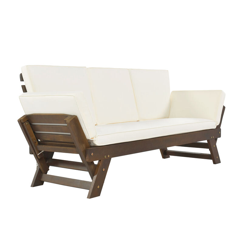 Merax Solid Outdoor Adjustable Patio Wooden Daybed Sofa