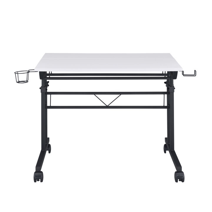 Rolling Writing Desk With Height Adjustable Desktop And Moveable Shelf