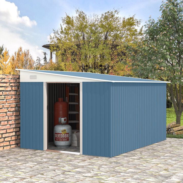 Blue Garden Storage: 11'x9' Shed with Lockable Doors and Air Vents